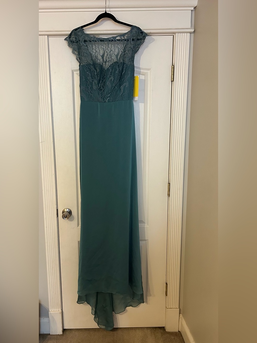 Jim Hjelm Occasions Teal Lace Chiffon Maxi Dress Size 10 NWT - Picture 2 of 8